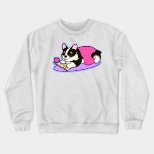 Cute Corgi Reading Book Crewneck Sweatshirt